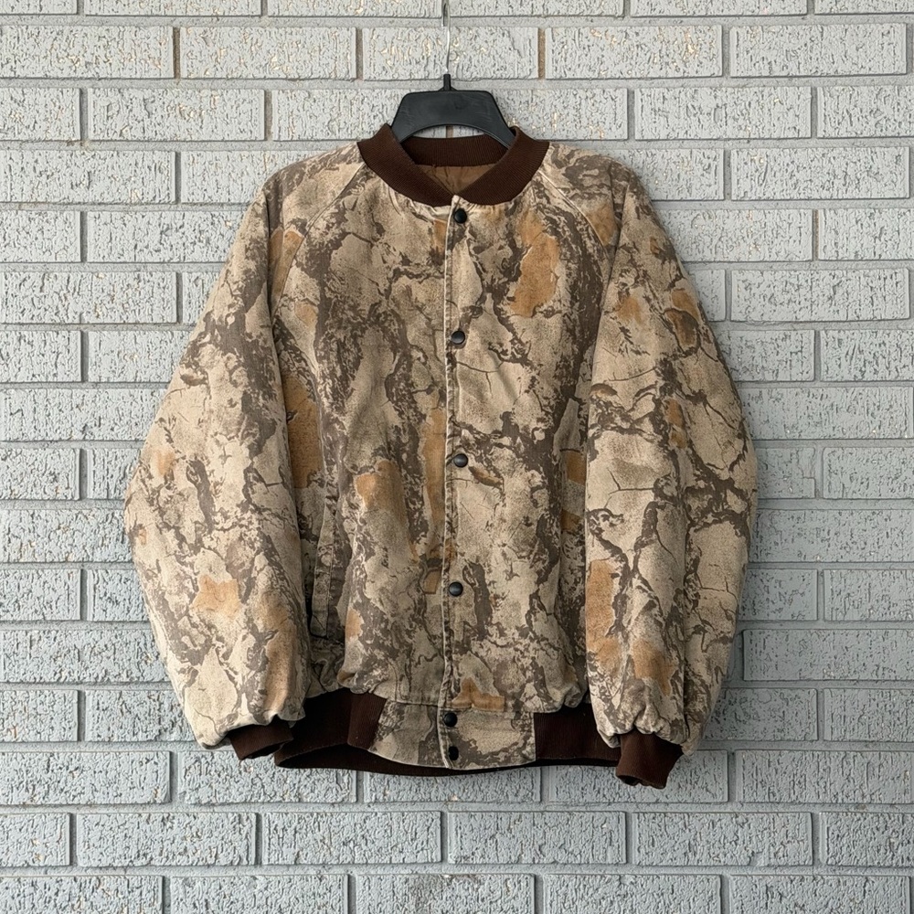 Vintage Natural Gear Camo Jacket Coat Quilted Lined Bomber Jacket XL